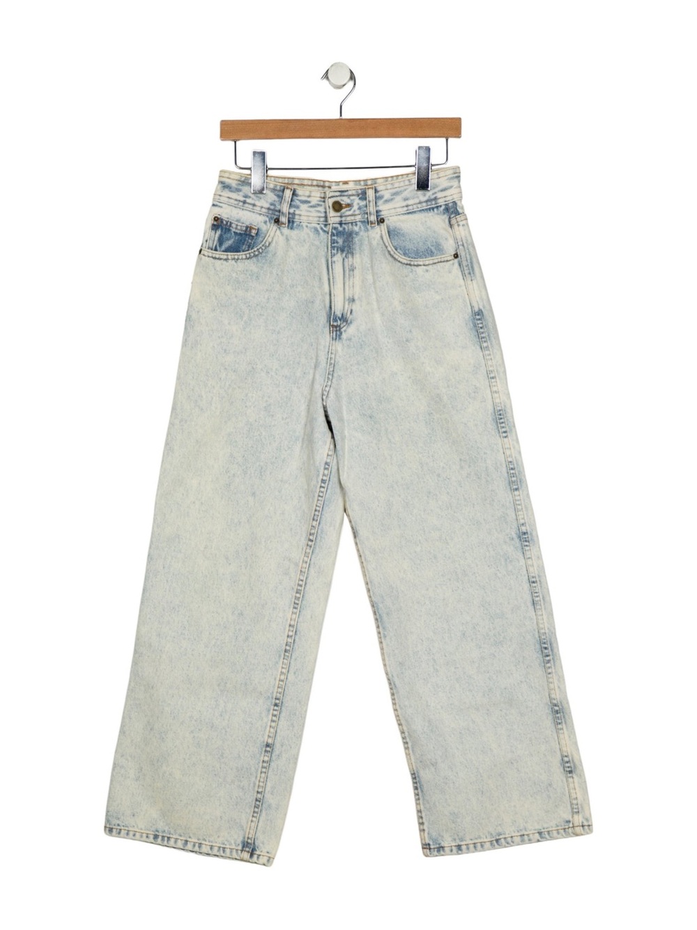 Sézane High Rise Wide Leg Jeans Acid Wash Blue Size 36
